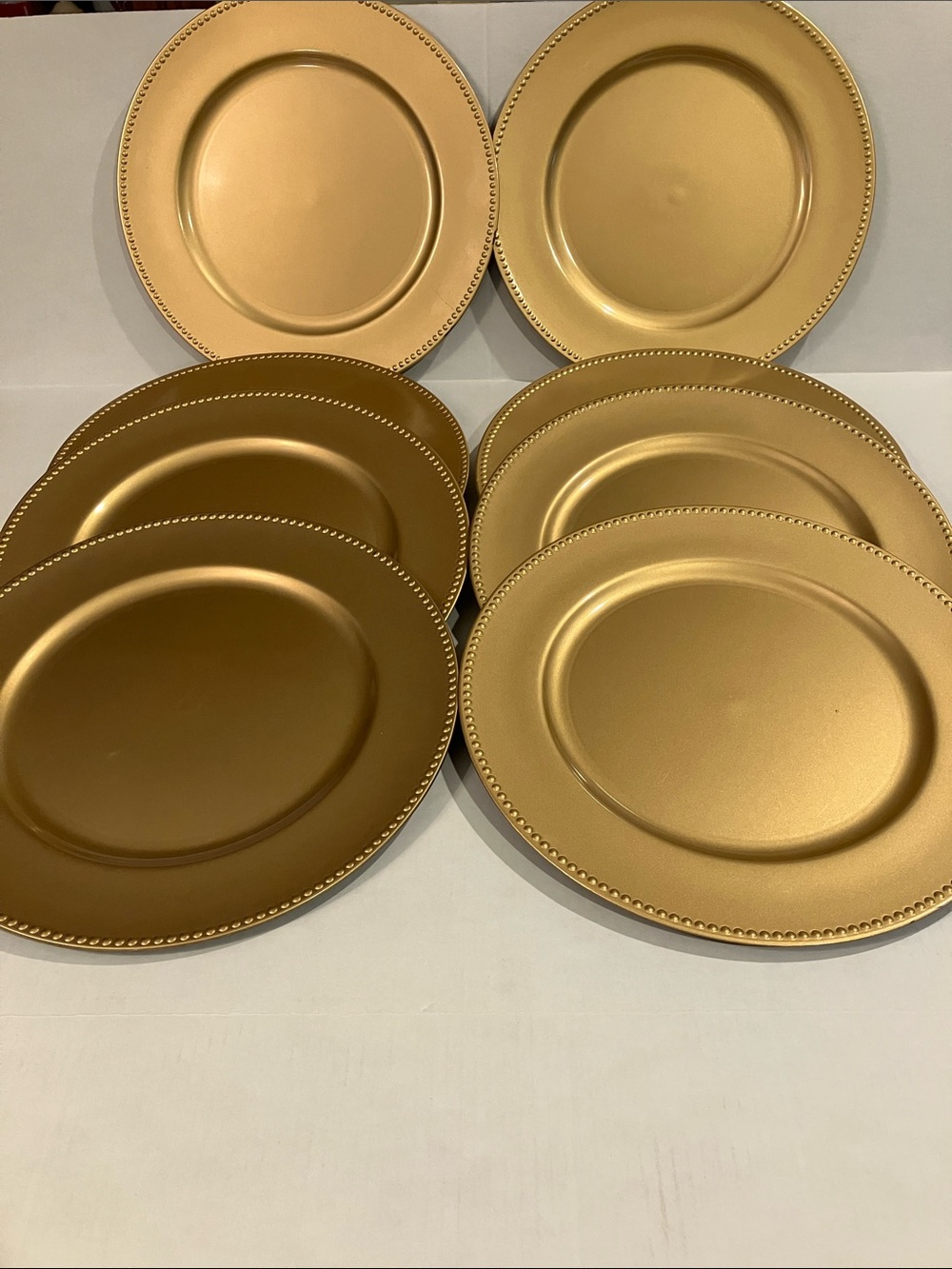 Gold Beaded Edge Charger Plates - Set of 8